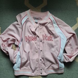 🗽New York pink baseball jacket